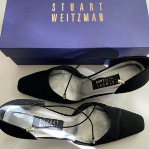 Stuart Weitzman Black Satin Pumps Size 9.5 B